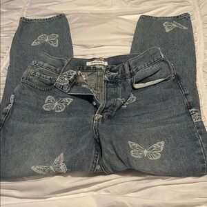 PacSun Women's Straight Leg Jeans with Butterfly Design